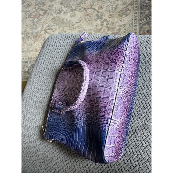 Purple And Blue Faux Leather Handbag With Handles And Zip Closure Lavender Purse - Picture 2 of 9